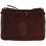 Pre-owned Suede shoulder-bags Cartier Vintage , Red , Dames