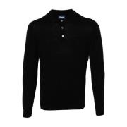 Zwarte Sweater Polo Rasato Drumohr , Black , Heren