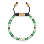 Men's Beaded Bracelet with Green and Gold Disc Beads Nialaya , Multico...