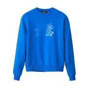Blauwe Print Lange Mouw Sweatshirt Desigual , Blue , Dames