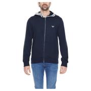 Blauwe Bedrukte Hoodie met Rits Emporio Armani , Blue , Heren