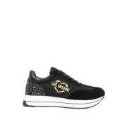 Zwarte Sneakers met Gouden Logo Love Moschino , Black , Dames