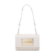 Zwarte Leren Schoudertas met Logo Love Moschino , White , Dames