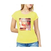 Katoenen Ronde Hals Bedrukt T-shirt YES ZEE , Yellow , Dames