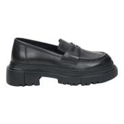 Dames Zwarte Leren Chunky Platform Loafers Er00110029 Estro , Black , ...