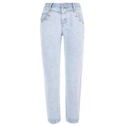Hoge Taille Stud Detail Lichtblauwe Jeans YES ZEE , Blue , Dames