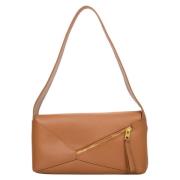 Elegante Bruin Leren Dames Handtas Estro , Brown , Dames