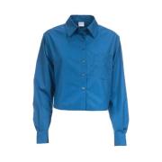 Blauw Katoen Poplin Overhemd Aspesi , Blue , Dames