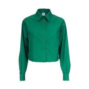 Groene Katoenen Poplin Overhemd Aspesi , Green , Dames