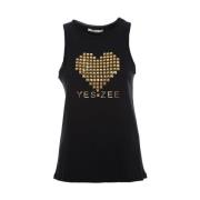 Katoenen Tanktop met Frontprint YES ZEE , Black , Dames