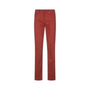 Rode Straight-Leg Katoenen Broek Kiton , Red , Heren