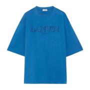 Blauw Geborduurd Oversize Tee-Shirt Parijs Lanvin , Blue , Heren