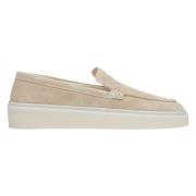 Beige Italiaanse Velours Damesloafers Estro , Beige , Dames