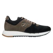 Heren Zwart & Bruin Velours Sneakers met Elastische Zool Er00114572 Es...