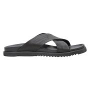 Heren Zadelbruin Leren Kruisband Slide Sandalen Er00113353 Estro , Bro...