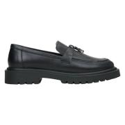 Zwarte Kwastloafers van Echt Italiaans Leer Estro , Black , Dames