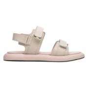 Beige Strappy Leren Sandalen Estro , Beige , Dames