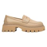 Beige Leren Loafers Estro , Beige , Dames