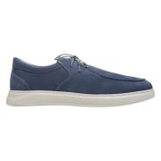 Blauwe Italiaanse Velours Loafers Luxe Stijl Estro , Blue , Heren