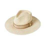 Crème/Tan Fedora Hoed met Lint Melissa Odabash , Beige , Dames