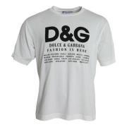 Wit Grafisch Print Crew Neck T-shirt Dolce & Gabbana , White , Heren