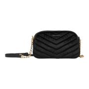 Fluwelen Crossbody Tas Elegantie Stijl Carlo Colucci , Black , Dames