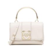 Ivoor Logo Tas met Metalen Handvat Love Moschino , White , Dames