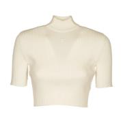 Ribgebreide Crop Sweater Courrèges , White , Dames