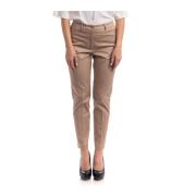 Slim Fit Katoenen Stretch Enkellange Broek Seventy , Beige , Dames