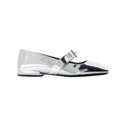Pre-owned Leather flats Versace Pre-owned , Gray , Dames