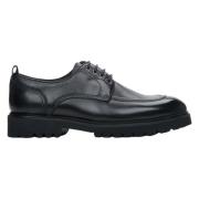 Zwarte leren veterschoenen Estro , Black , Heren