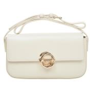 Dames Kleine Lichtbeige Leren Handtas met Gouden Hardware Er00113755 E...