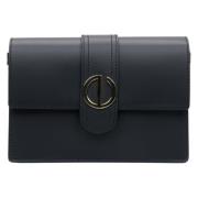 Elegante Zwarte Leren Handtas Estro , Black , Dames