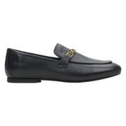 Dames Zwarte Leren Penny Loafers met een Zilveren Ketting Er00113298 E...