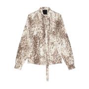 Luipaardprint Zijden Blouse Givenchy , Multicolor , Dames