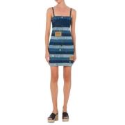 Denim Patchwork Korte Jurk Moschino , Multicolor , Dames