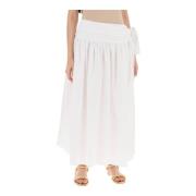 Flared Cotton Midi Skirt with Side Bow Magda Butrym , White , Dames