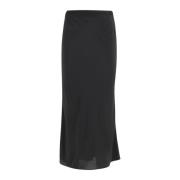 Stijlvolle Crepe de Chine Midi Rok Federica Tosi , Black , Dames