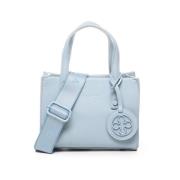 Minimalistische Ecoleather Tas met Rosette Logo V73 , Blue , Dames