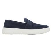 Navy Blauw Velours Slip-On Loafers Estro , Blue , Heren