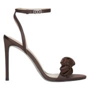 Donkerbruine Stiletto Hakken Sandalen met Bloemdetails Estro , Brown ,...