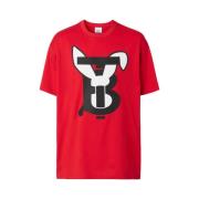 Katoen Logo Print T-shirt Top Burberry , Red , Heren
