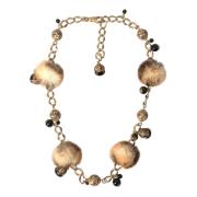 Luipaard Bont Parel Ketting Riem Dolce & Gabbana , Yellow , Dames