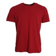 Rood Logo Borduurwerk Katoen Crew Neck T-shirt Dolce & Gabbana , Red ,...