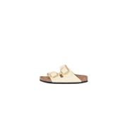 Arizona Big Buckle Leren Sandalen Birkenstock , Beige , Dames