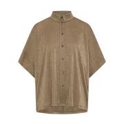 Lurex Jersey Oversized Shirt Momoni , Brown , Dames