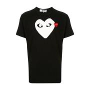 Zwart T-shirt met print Comme des Garçons Play , Black , Heren