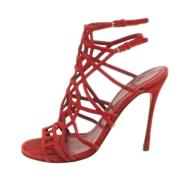 Pre-owned Suede sandals Sergio Rossi Pre-owned , Red , Dames