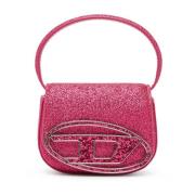 Glitter Mini Tas met Ovale D Plaque Diesel , Pink , Dames