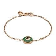 Interlocking armband in roze goud, groene agaat en diamant Gucci , Mul...